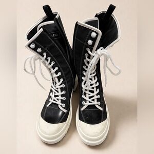 Dior Black and White High-Top Lace-Up Boots